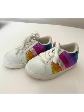 Kurt Geiger London Kids' Mini Lane Stripe Leather Sneakers Rainbow 7 Toddler